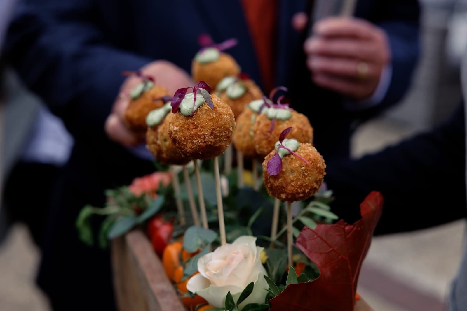 Italian-inspired canapes served to guests during the Fitzleroi Barn drinks reception