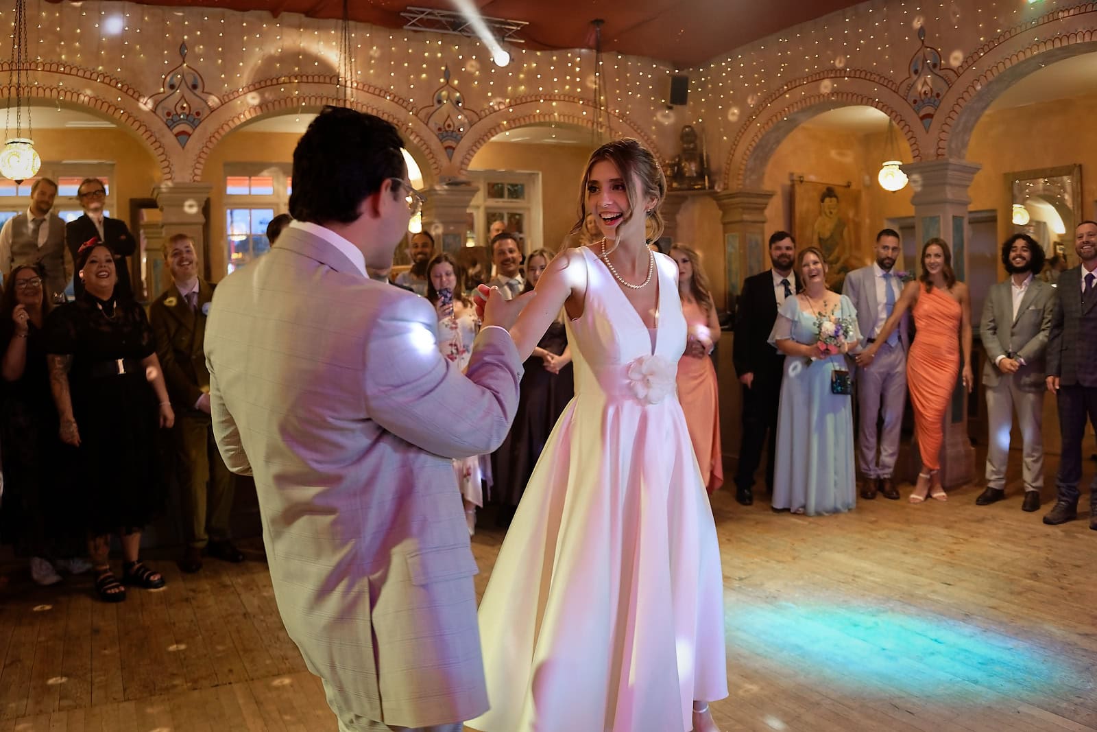 Bride and groom first dance at Trading Boundaries wedding venue Sussex