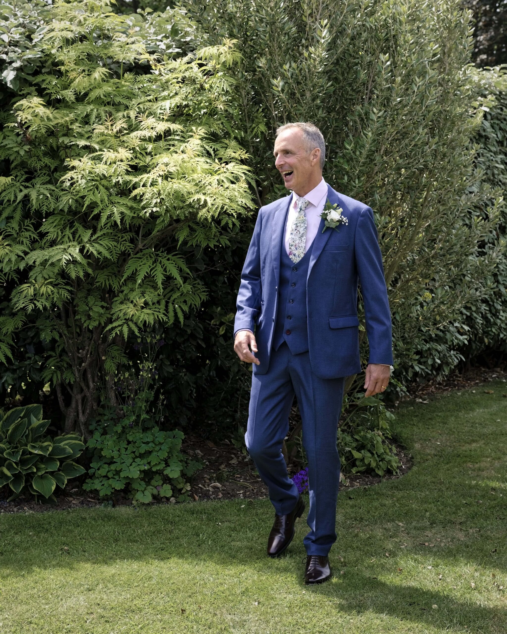 Fitzleroi Barn wedding photographer father of the bride excited during the first look with his daughter