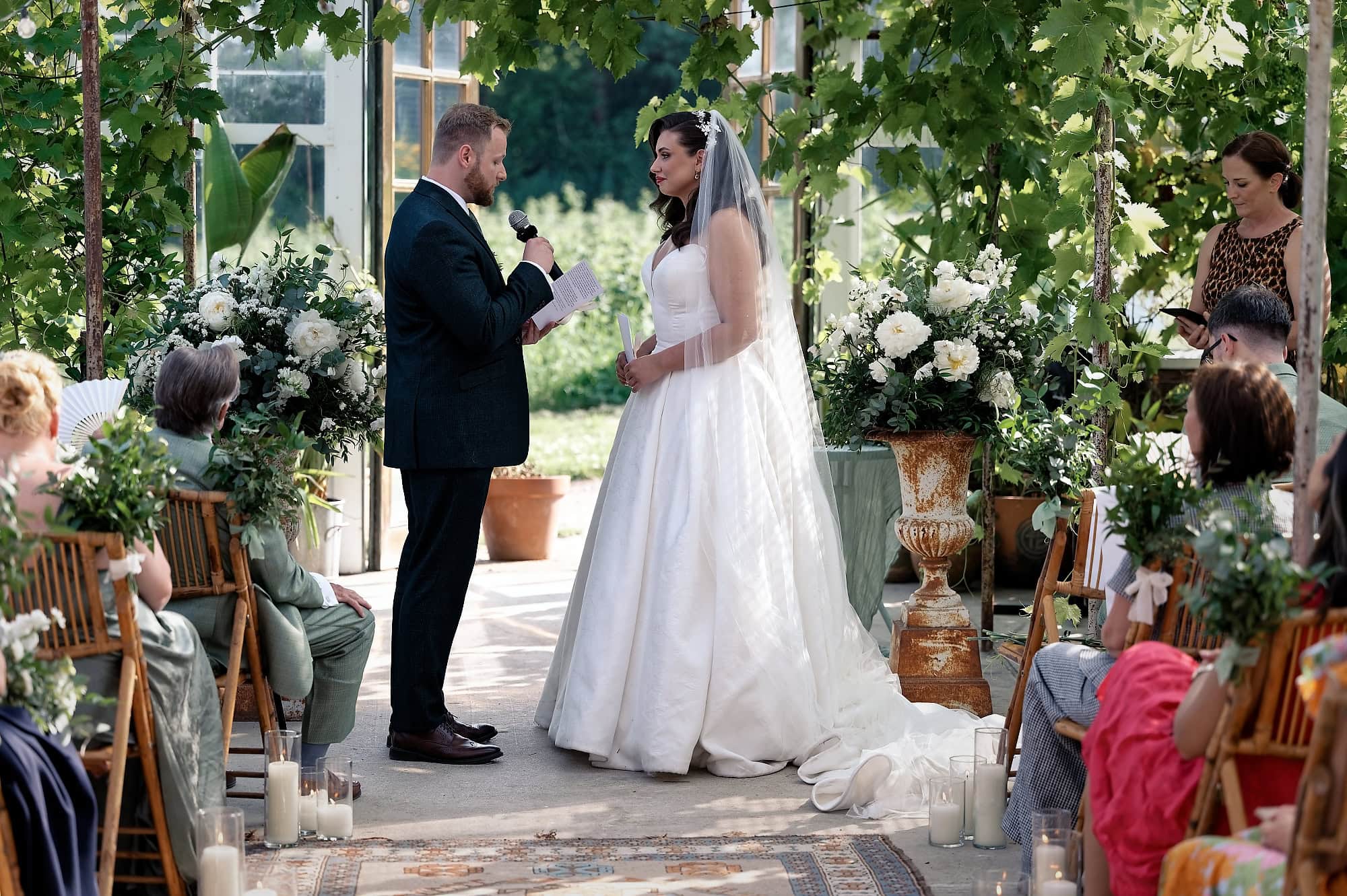 Groom reading his vows during the celebrant ceremony