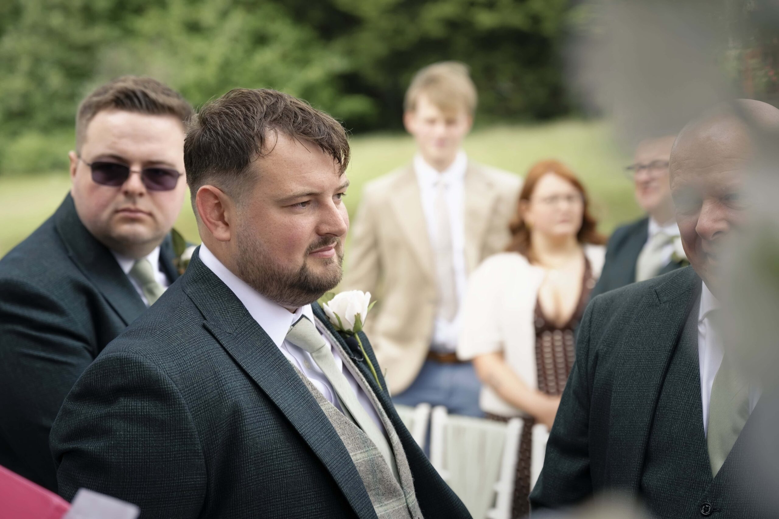 Groom's emotional reaction as his bride walks down the aisle at Highley Manor
