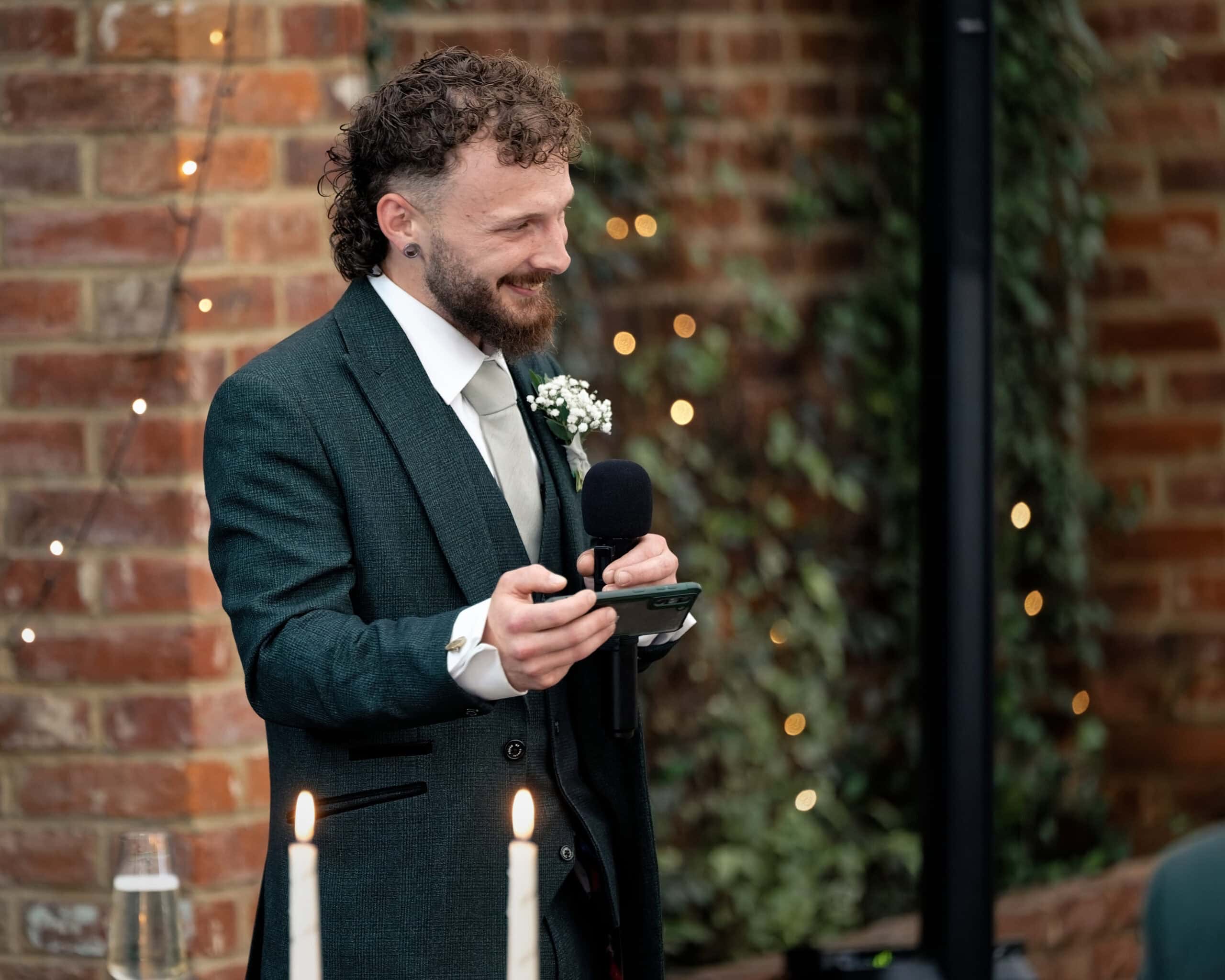 Best man delivering his speech