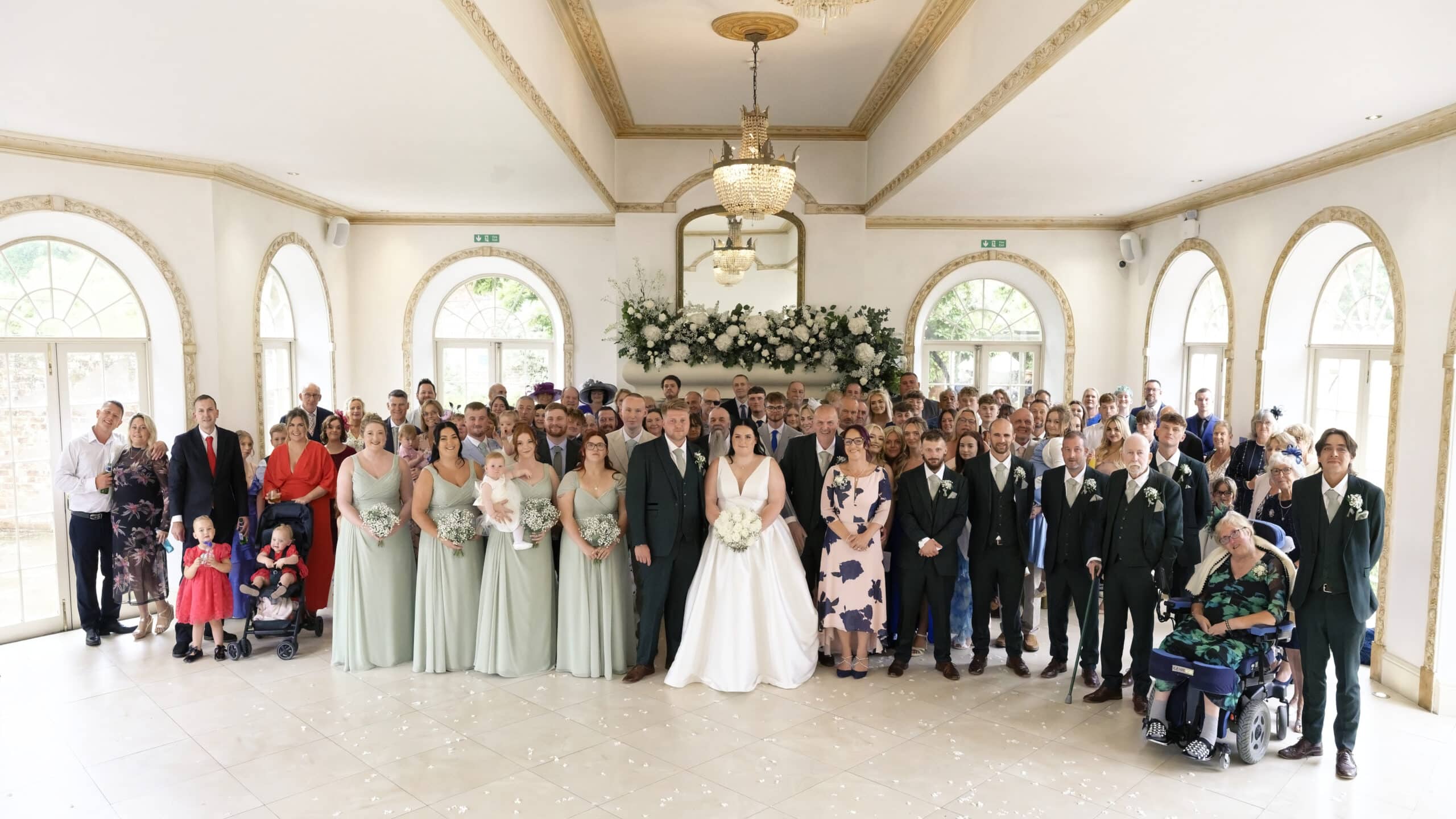 Guests gathered for photographs in the Vine Room at Northbrook Park