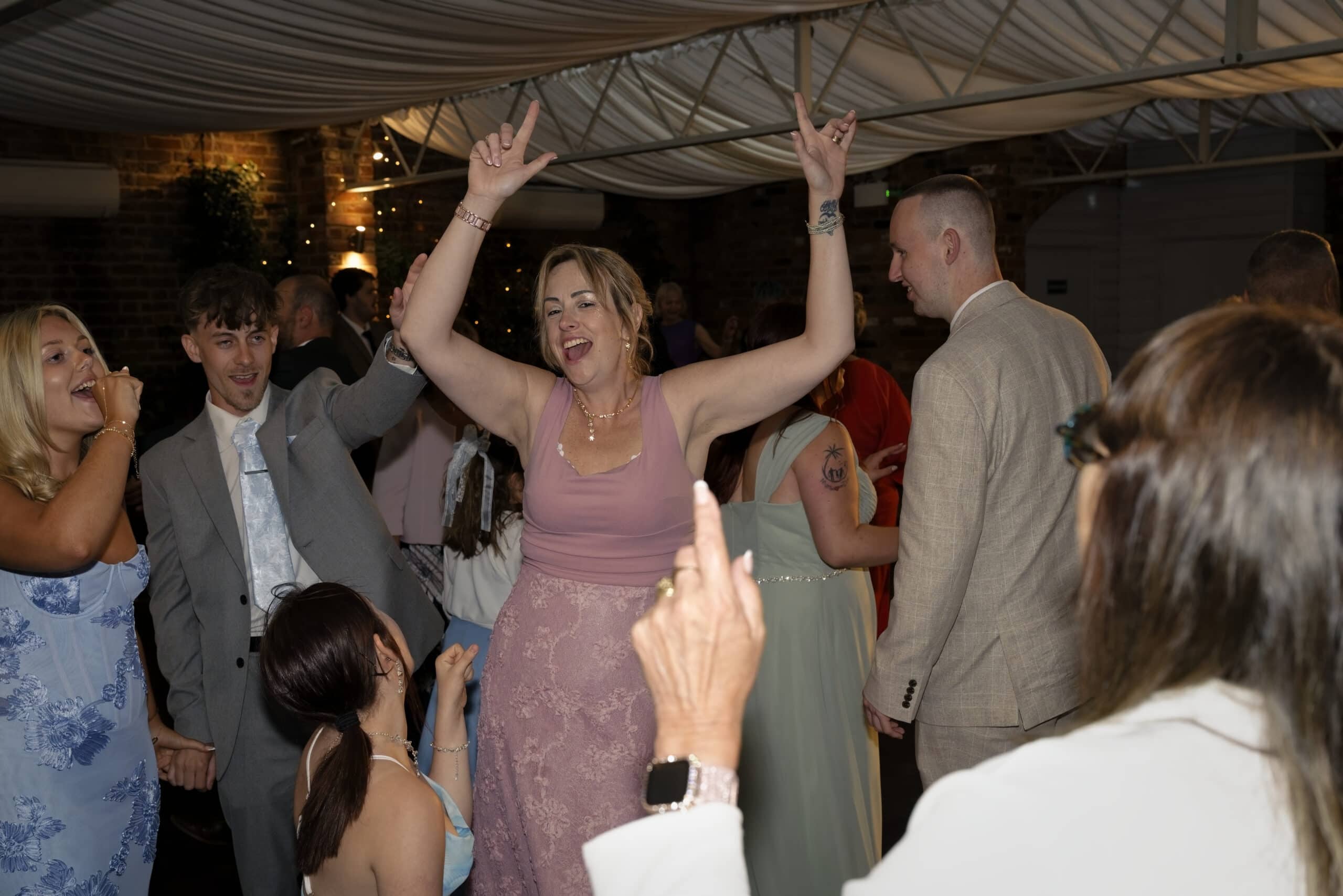 Guests dancing during the evening reception