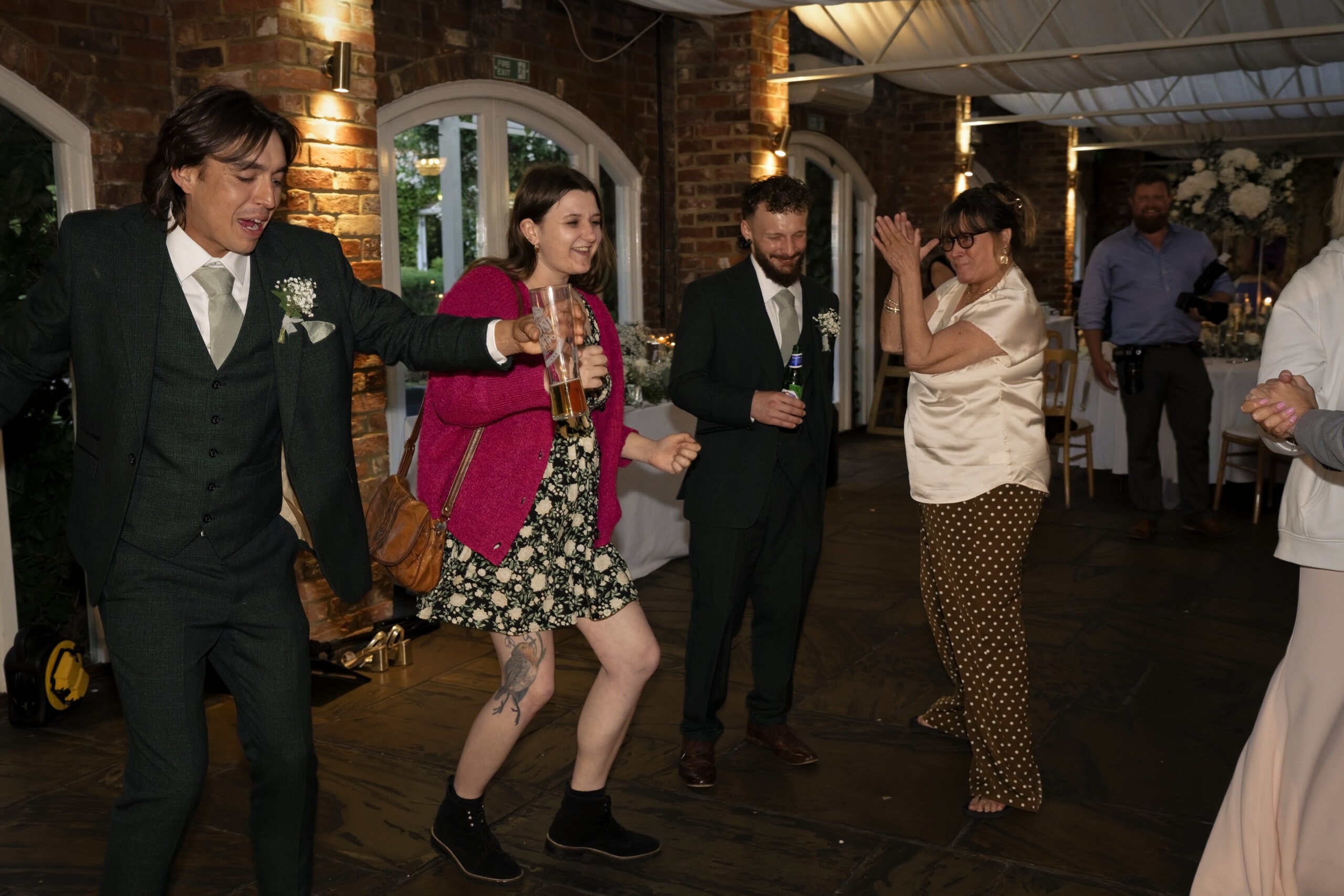 Guests dancing in the marquee during the evening reception