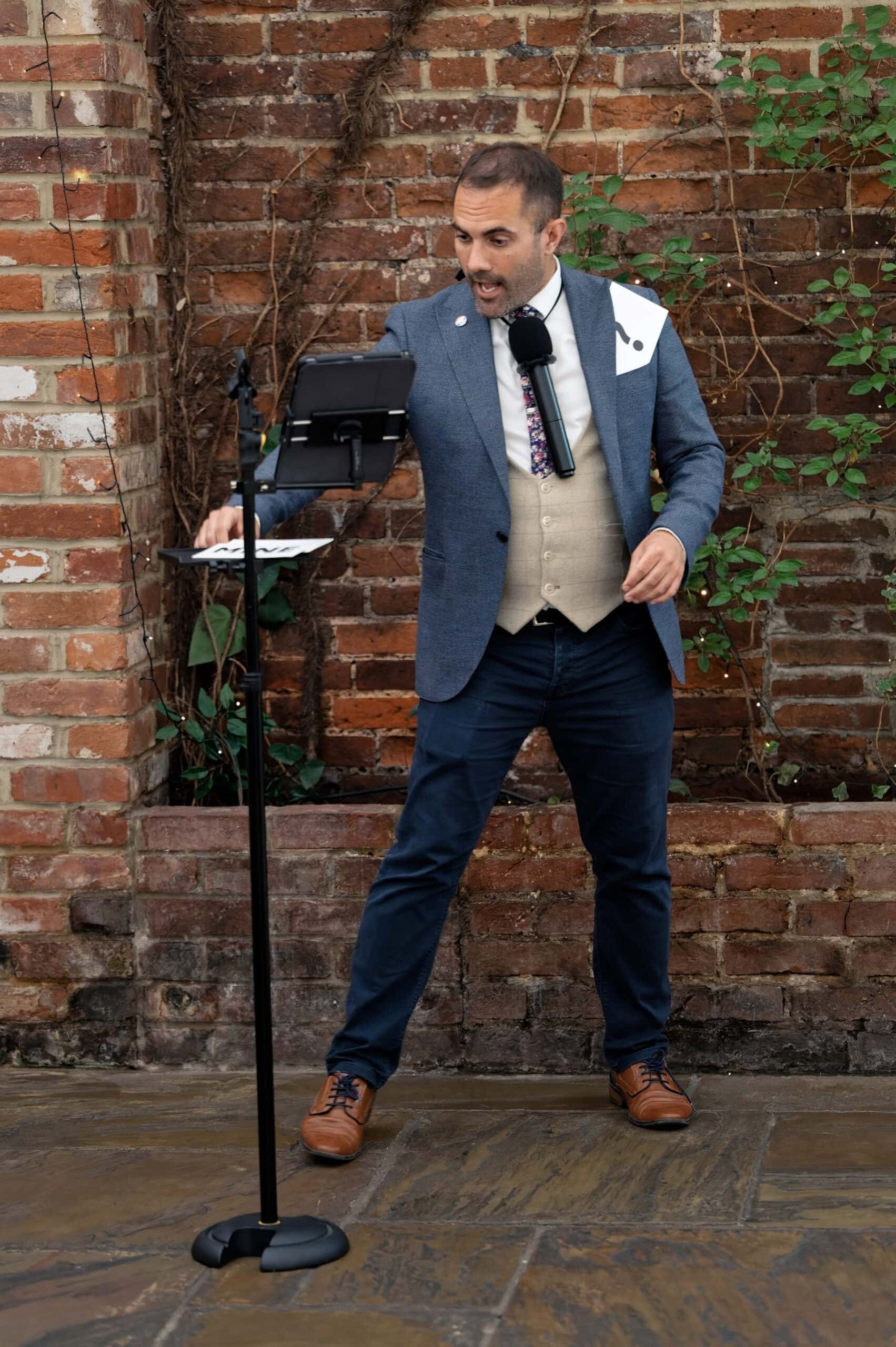 Magician Alfie entertaining guests during the wedding breakfast